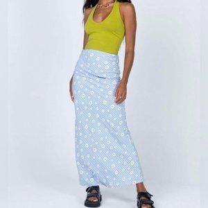 PRINCESS POLLY Blue Daisy Maxi Skirt